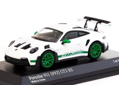 PORSCHE 911 (992) GT3 RS  - white / green - MINICHAMPS 1:64 - Immagine 1 di 4