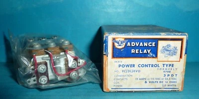 Advance Relay PC/3C/6VD 3PDT 15A@115V or 26.5VDC 6V Coil 16 Ohms NOS - Image 1 of 3