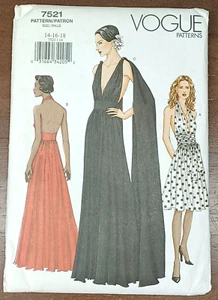 Vogue 7521 Women Size 14 16 18 Formal Prom Dress Gown UNCUT Pattern 2001 - Picture 1 of 4