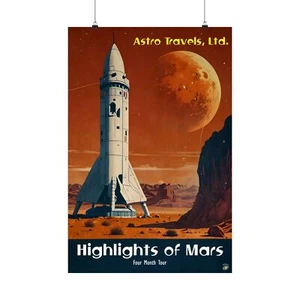 Premium Vintage Style Space Travel, Highlights of Mars, Matte Vertical Poster - Bild 1 von 13