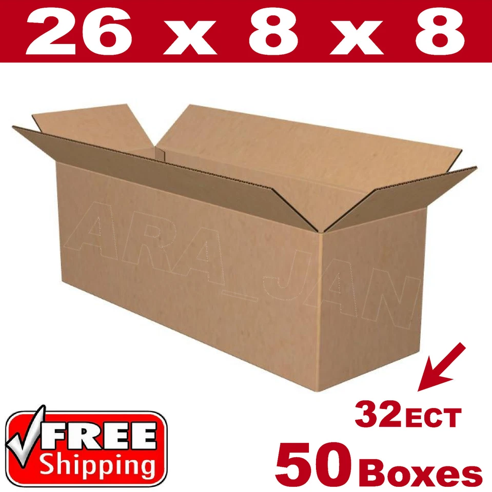50 - 26x8x8 Cardboard Boxes Mailing Packing Shipping Box Corrugated Carton - Image 1 of 1