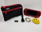 Black / Radiant Red Sony Psp 3000 System W/ Charger [regin Free] Playstation