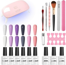 Kit Semipermanente Unghie,LOYFUN Set per Unghie in Gel 6 Coloris Soak rosa