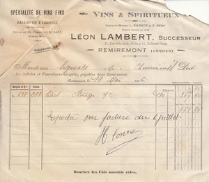 Facture ancienne Léon Lambert à Remiremont 1926 old french invoice bill - Picture 1 of 1