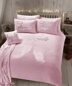 Angel Wings Foil Teddy Fleece Duvet Covers Soft Bedding Set / Blankets / C Cover - Picture 1 of 10