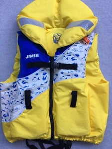 JOBE Kinder Schwimmweste M/L in gelb blau 100N mit Kragen und Schrittgurt - Bild 1 von 4