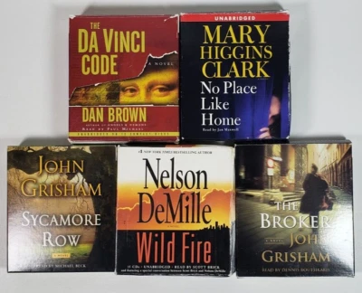 Audiobook CD Lot (5) John Grisham Dan Brown Mary Clark Novels Suspense Thriller Foto 1 de 4
