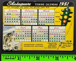 Vintage 1951 Shakespeare Angeln Taschenkalender Kalamazoo MI (Eckfalte) - Bild 1 von 2