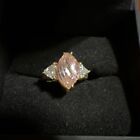 14k Gold pink ice ring With CZ Stones On Each Side