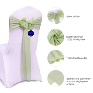 100 Chiffon Chair Sashes 7.5" Wider Fuller Bow Wedding Party Multiuse Decoration - Picture 1 of 45
