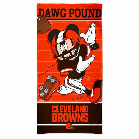 CLEVELAND BROWNS MICKEY MOUSE SPECTRA BEACH TOWEL 30"X60" COTTON PLUSH NFL Cover
