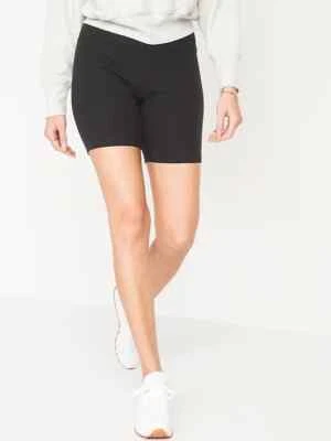 Nuevo con etiquetas Pantalones Cortos Largos de Bicicleta Azul Marino Antiguo Cintura Alta Punto Acanalado Motociclista 8 pulgadas Negros Mujeres M Foto 1 de 4