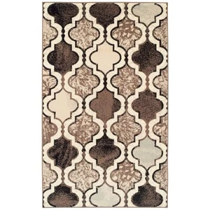 9' X 12' Ivory Quatrefoil Power Loom Distressed Stain Resistant Area Rug - Picture 1 of 1