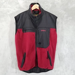 Gilet Solstizio Vintage Donna Large Rosso Nero Pile Cerniera Intera Tasche All'aperto - Foto 1 di 9