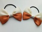 Girls Ivory Cream & Copper Rust School Summer Holiday Hairbow Bobbles X 2 Bows