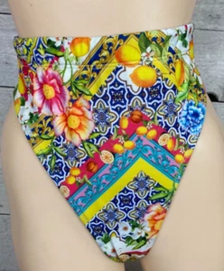 Asos High Waist Swimsuit Bottom Womens 2 Floral Thick Waist Band Swim Beach - Picture 1 of 12