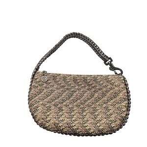 Eric Javits Shoulder Bag Squishee Woven Straw Braided Chain Strap Gold Multi