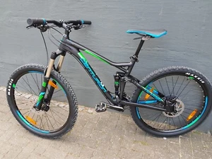 Mountain Hardtail Fully Fahrrad Shimano 22-Gang 27 Zoll MTB matt schwarz, blau - Bild 1 von 1