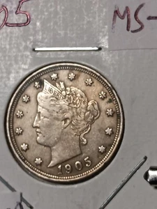 ๐1905 Liberty V Nickel AU /MS+ M/49 - Picture 1 of 2