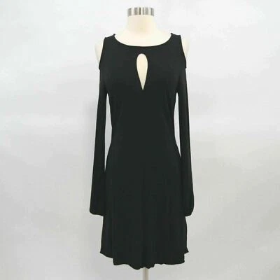 Vestido acampanado Patrizia Pepe Fit para mujer negro hombro frío ojo de cerradura T1 EE. UU. 8/10 Foto 1 de 4