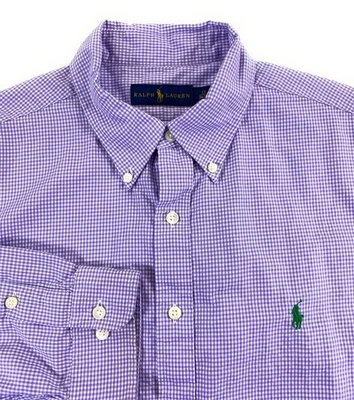 Camisa de vestir Ralph Lauren polo para hombre con botones logotipo de pony púrpura a cuadros 17 34/35 Foto 1 de 4