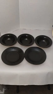 5er Set Pfaltzgraff Tempest Embossed Swirl Black Teller/Schalen - Bild 1 von 18