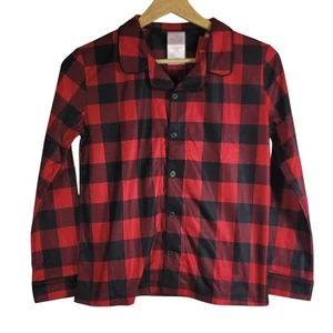 Wondershop Buffalo Plaid PJ Top Red Black SZ 10 Large Button Long Sleeve NWT - Picture 1 of 7