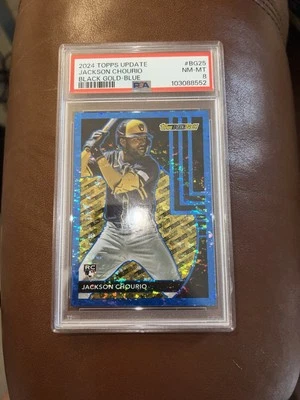 2024 Topps Update Jackson Chourio RC- Black Gold Blue Parallel #BG25 PSA 8 - Image 1 of 3
