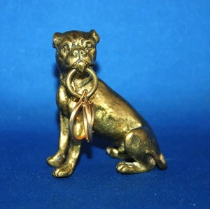 A lovely sitting Boxer dog figure, gilt brass, 19th century, earring holder ? - Picture 1 of 8