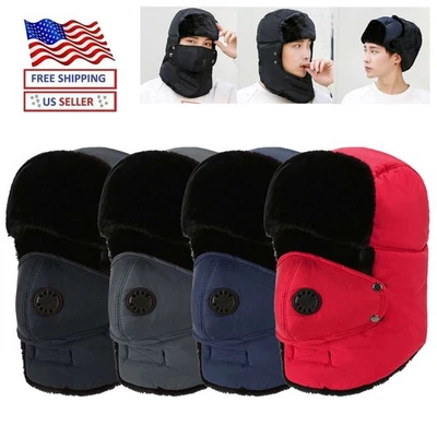 Sombreros de trampero de invierno al aire libre máscara facial piel cálida aviador ruso gorras térmicas de esquí Foto 1 de 4
