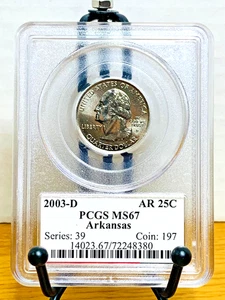 2003-D Washington Quarter Arkansas PCGS MS67 Mint State 67 #72248380 - Picture 1 of 2