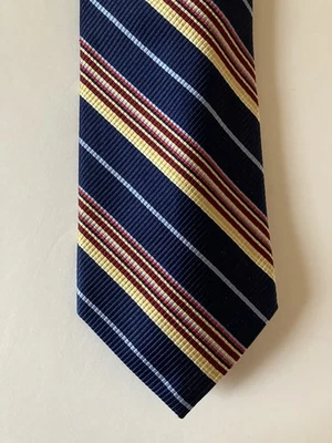 Nautica мужской галстук галстук шелк Repp темно-синий желтый красный черный полоски 57» - Изображение 1 из 4