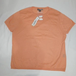 Signature Expression 100% Kaschmir L Pullover Kurzarm leicht orange Neu mit Etikett - Bild 1 von 7