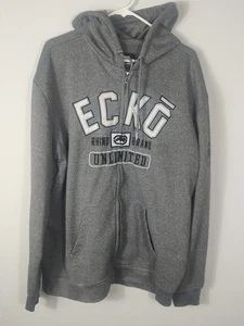 Ecko Unltd dunkelgrau Grafik Nashorn Streetwear durchgehender Reißverschluss Kapuzenjacke Herren XL - Bild 1 von 8