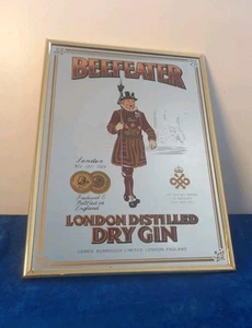 Vintage Beefeater London Distilled Dry Gin Advertising Mirror - Old Bar Mirror - Picture 1 of 5