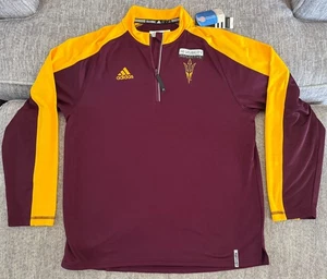 ADIDAS ASU men's Arizona State Sun Devils hi-visibility 1/4 zip shirt Mrn-Gold L - Picture 1 of 5