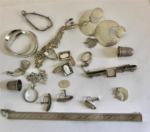 Lote de chatarra de plata esterlina joyería pendientes pulseras barra de lazo colgantes 106 gramos - Imagen 1 de 7