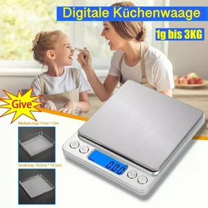 Küchenwaage Electronic Grammwaage Haushaltswaage 3KG/1g Digital Edelstahl LCD - Bild 1 von 6