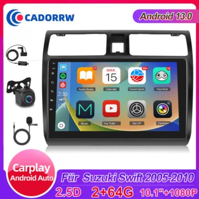 DAB+64GB 10.1'' Android 15 Autoradio CarPlay GPS Navi Für Suzuki Swift 2005-2010 - Bild 1 von 4
