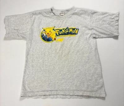 Camiseta Oficial Vintage Pokemon Juvenil L/Adulto XS Nintendo Pikachu Años 90 Gris Foto 1 de 4