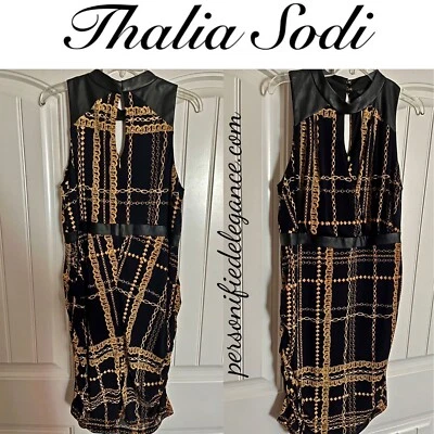 NUEVO Vestido Thalia Sodi Negro Imitación Cuero Estampado Acanalado Talla XL $79 Foto 1 de 4