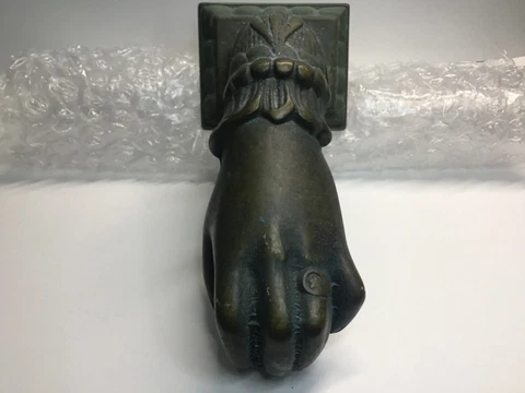 Antique Rustic Cast Iron Ball Hand Door Knocker Victorian Cover