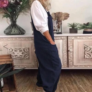 Womens Plus Size Overalls Casual Loose Dungarees Romper Baggy Playsuit Jumpsuit - Picture 1 of 23