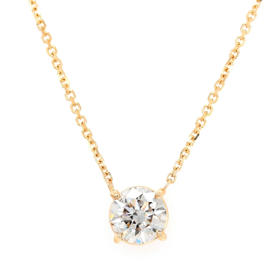Collar solitario de diamantes cultivados en laboratorio F SI2 14K oro amarillo 1,02 cttw Foto 1 de 1