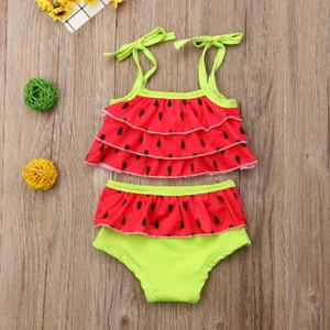 NEW Watermelon Girls Red Ruffle Tankini Bikini Swimsuit 2T - Picture 1 of 6