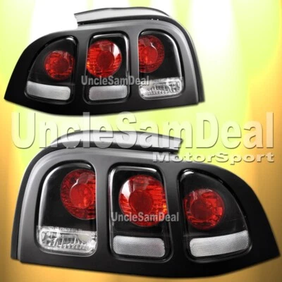 94-98 FORD MUSTANG LENTE TRANSPARENTE CARCAÇA PRETA LANTERNAS TRASEIRAS AJUSTE DIRETO PAR - Imagem 1 de 2