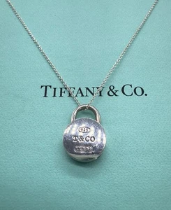 Tiffany & Co 1837 Sterling Silver 925 Round Lock Padlock Pendant Necklace 16” - Picture 1 of 10