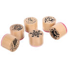  6 Pcs Christmas Stamp Rubber Child Wooden Stamps for Kids Seal Decorative