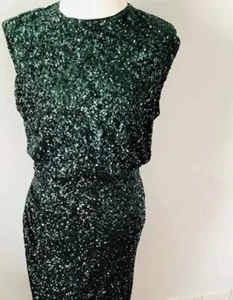 NEW W TAGS $128 Express Green Sequined Midi Dress - Picture 1 of 8