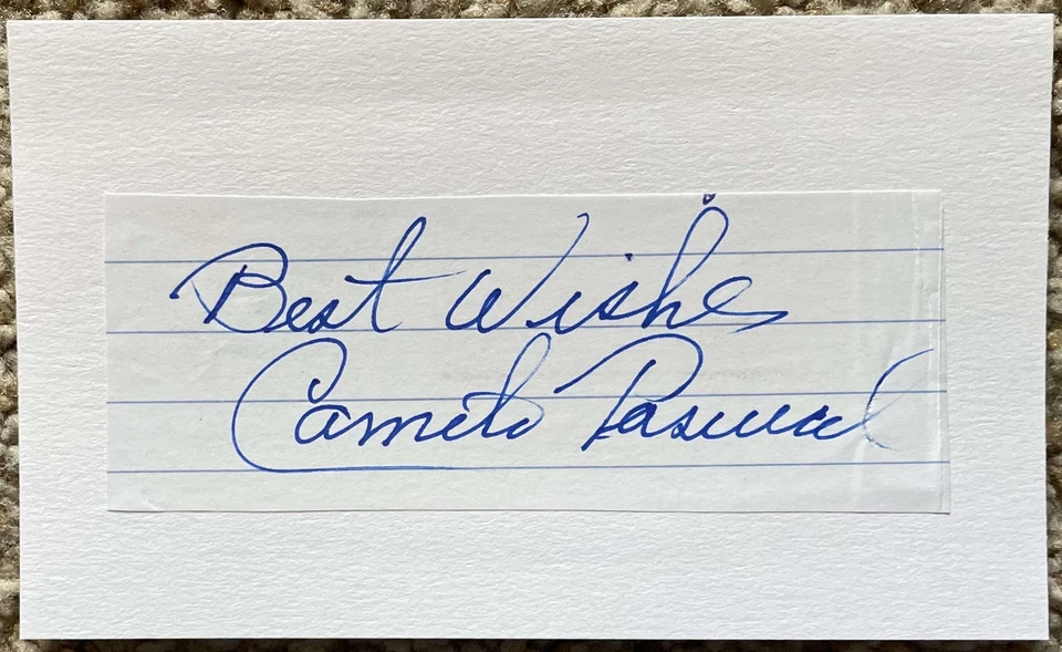 Camilo Pascual signed cut -Senators Twins debut 1954 - light edge creasing - Image 1 of 1